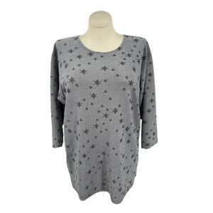 Vintage 90s Silver Star Shirt Celestial Woman Metallic Sparkle Cotton LA Size XL